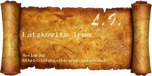 Latzkovits Irma névjegykártya